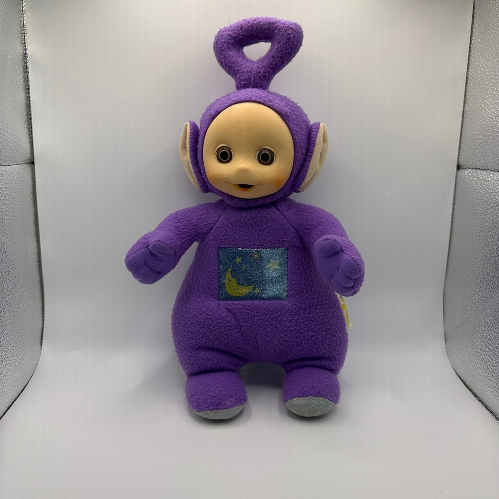Vintage 1998 Playskool Teletubbies Tinky Winky Tummy Glow Plush Purple Toy 13"